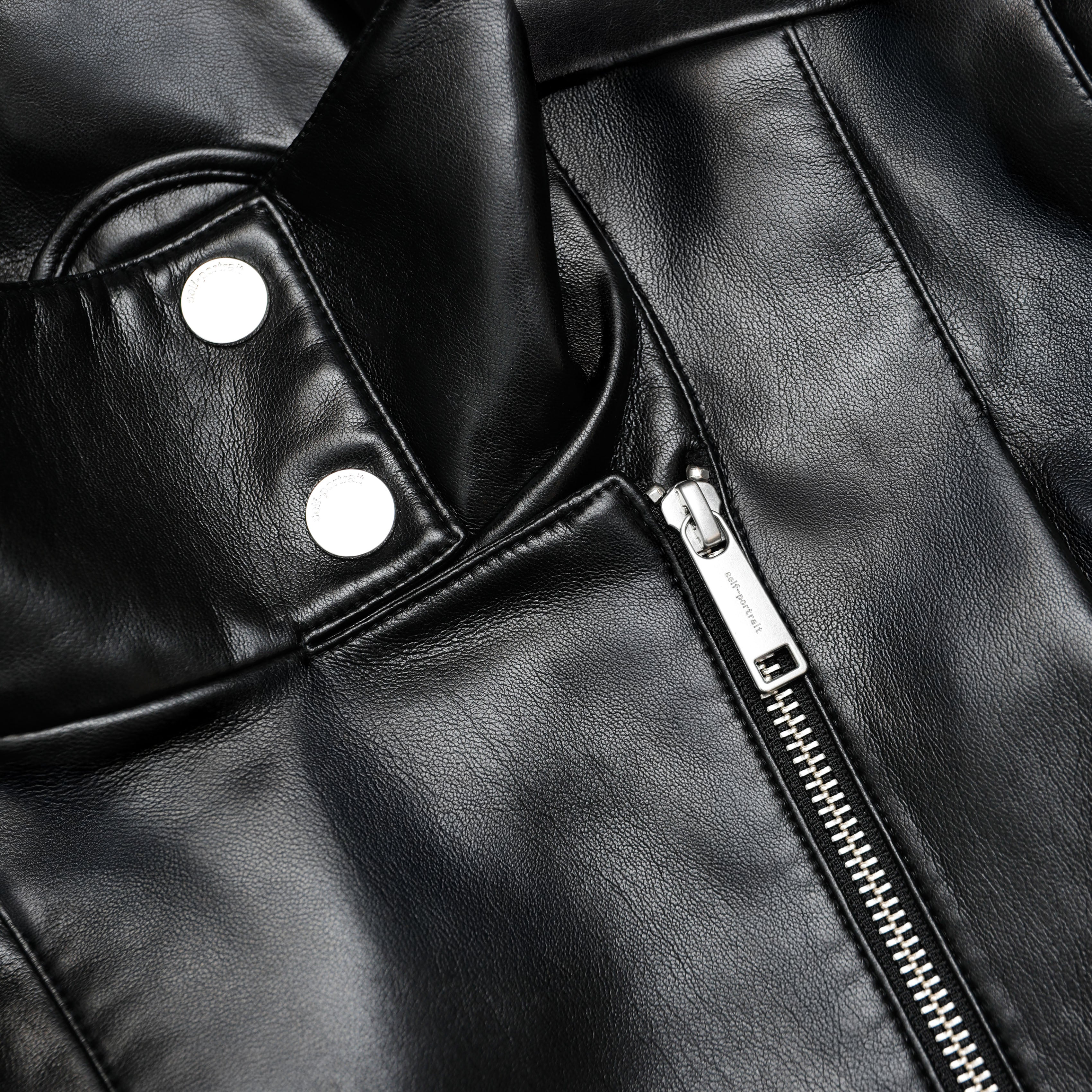 Black Faux Leather Biker Jacket - Image 6