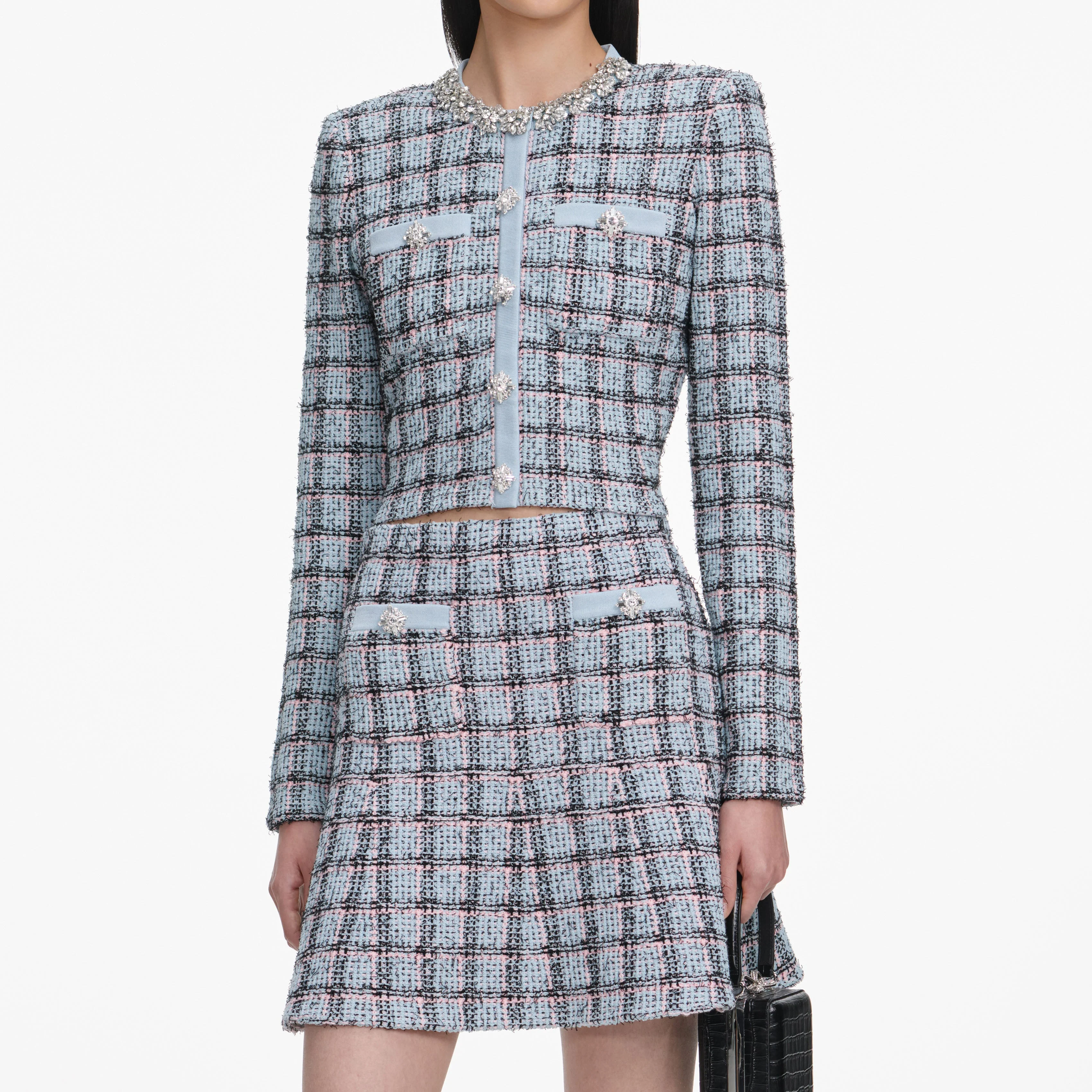 Blue Check Knit Cardigan - Image 4