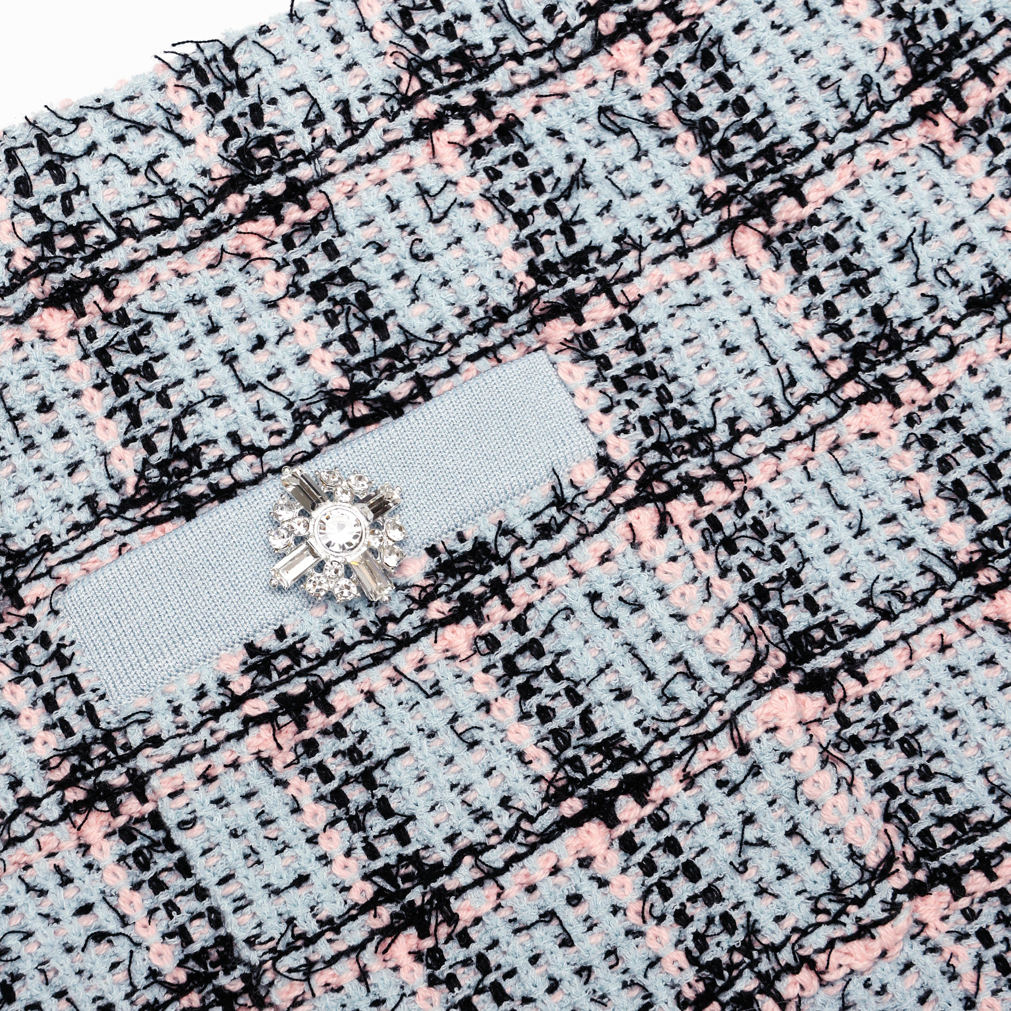 Blue Check Knit Mini Skirt - Image 5