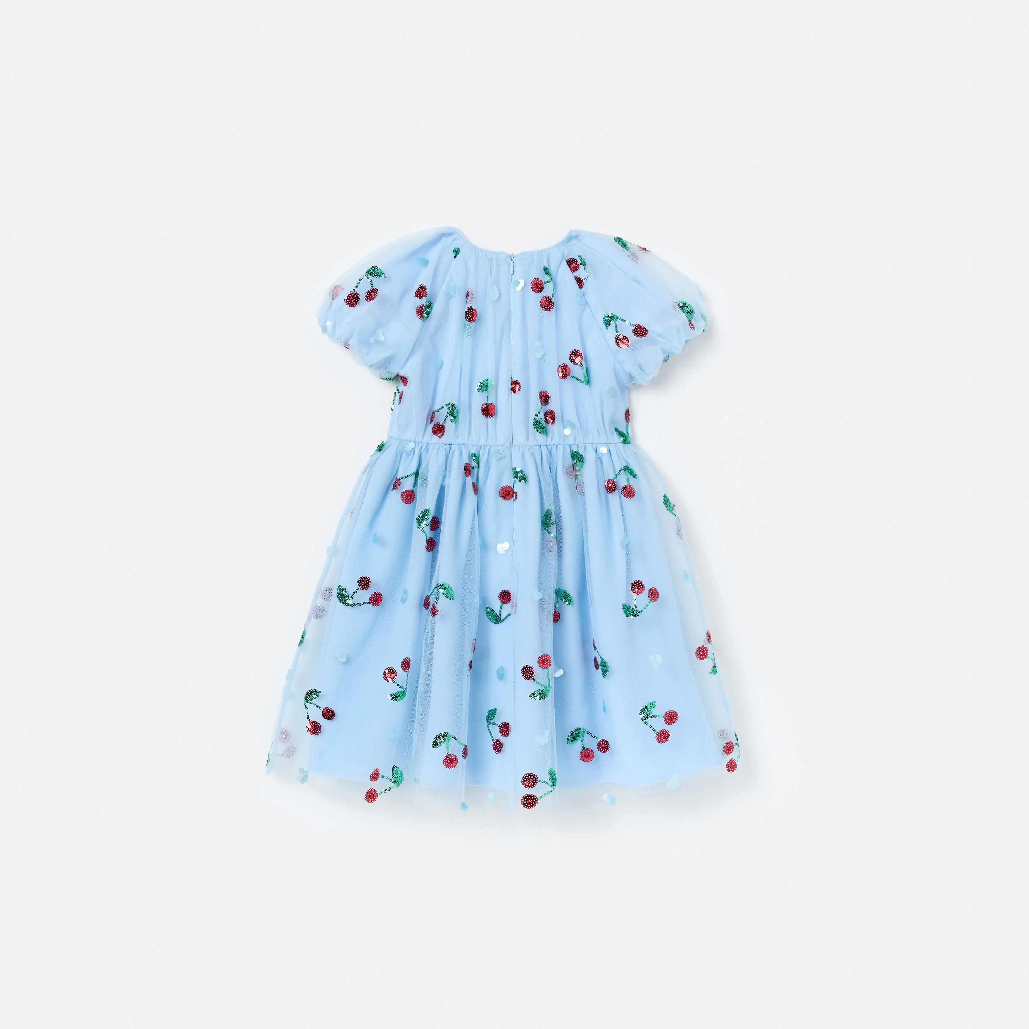 Blue Cherry Sequin Mesh Dress - Image 2