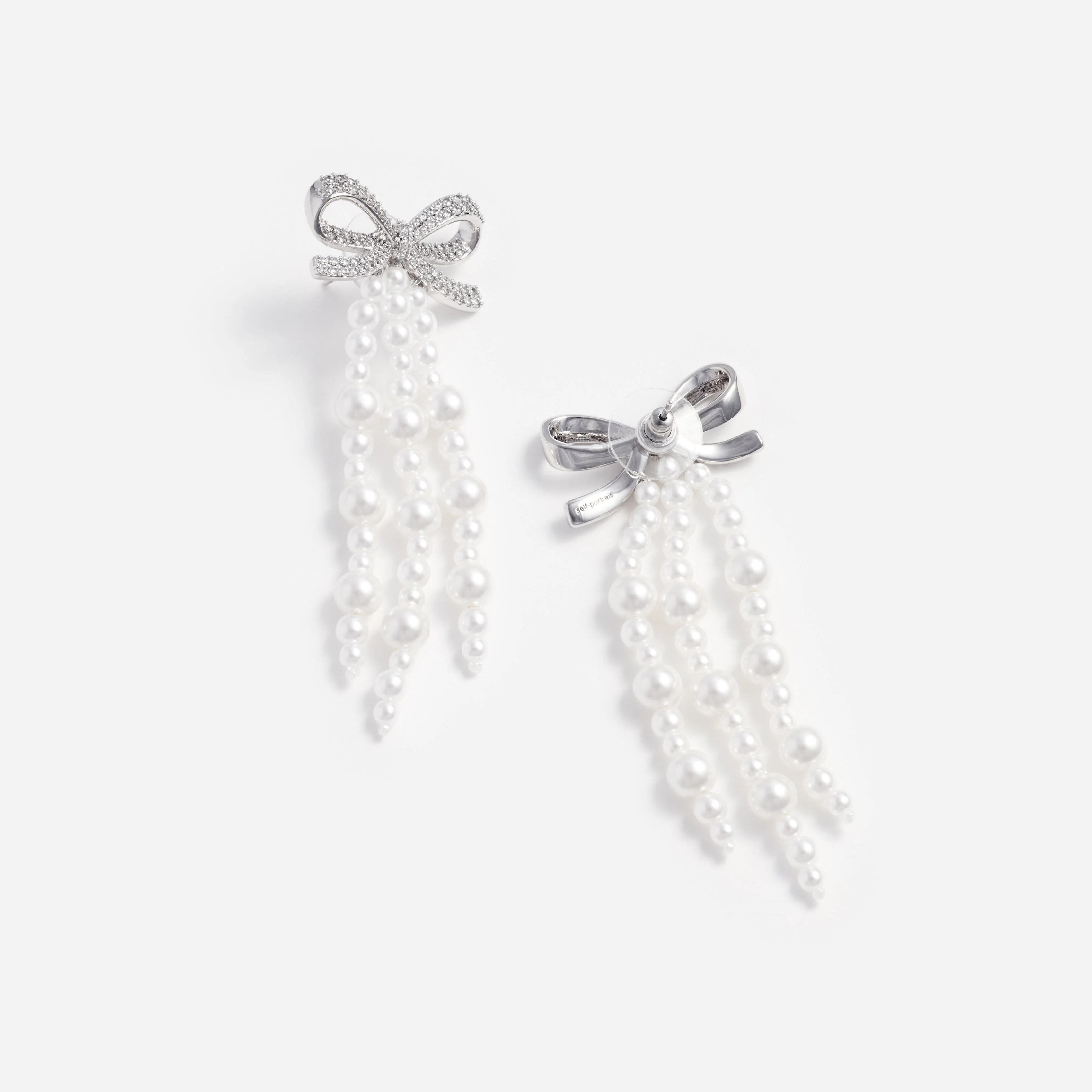 Bow Pearl Waterfall Earrings - Image 3