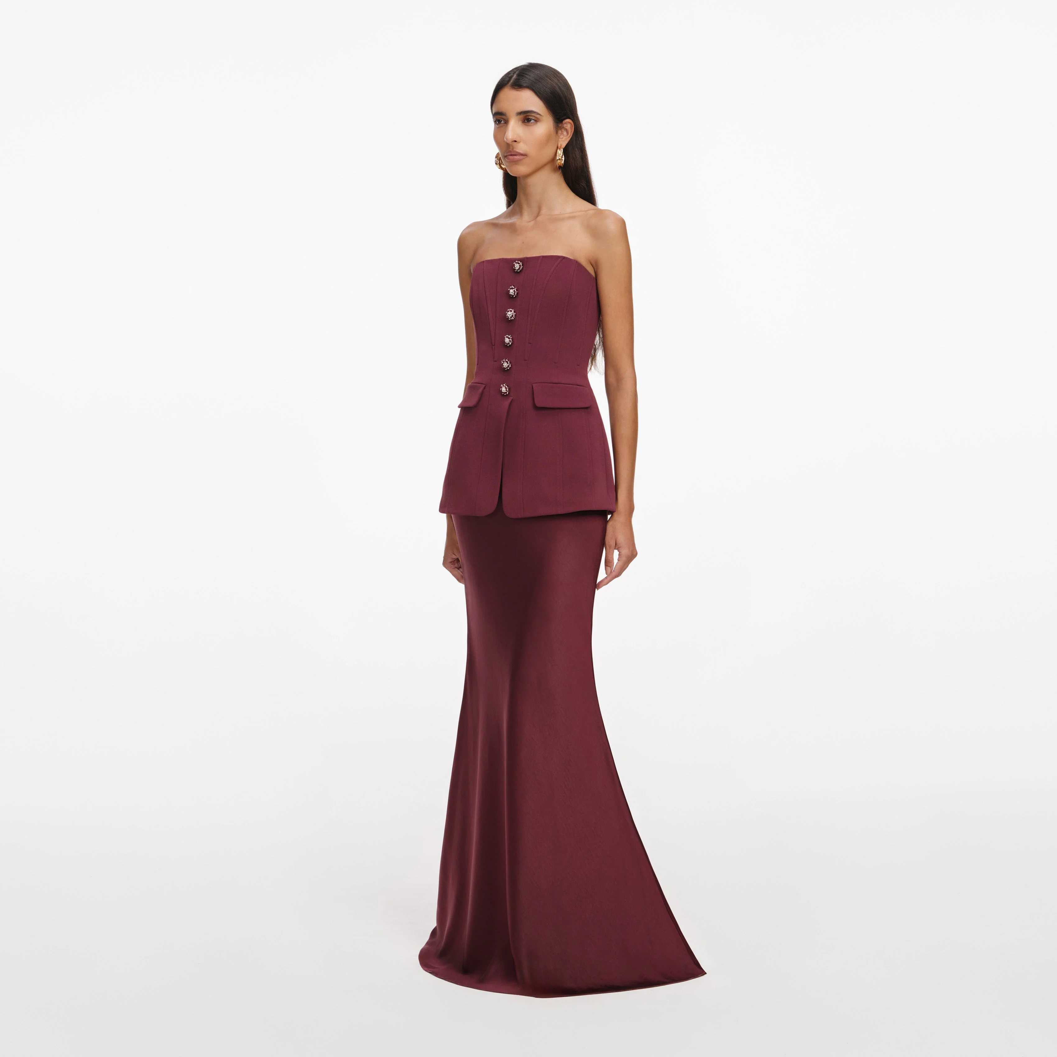 Burgundy Bandeau Maxi Dress - Image 2