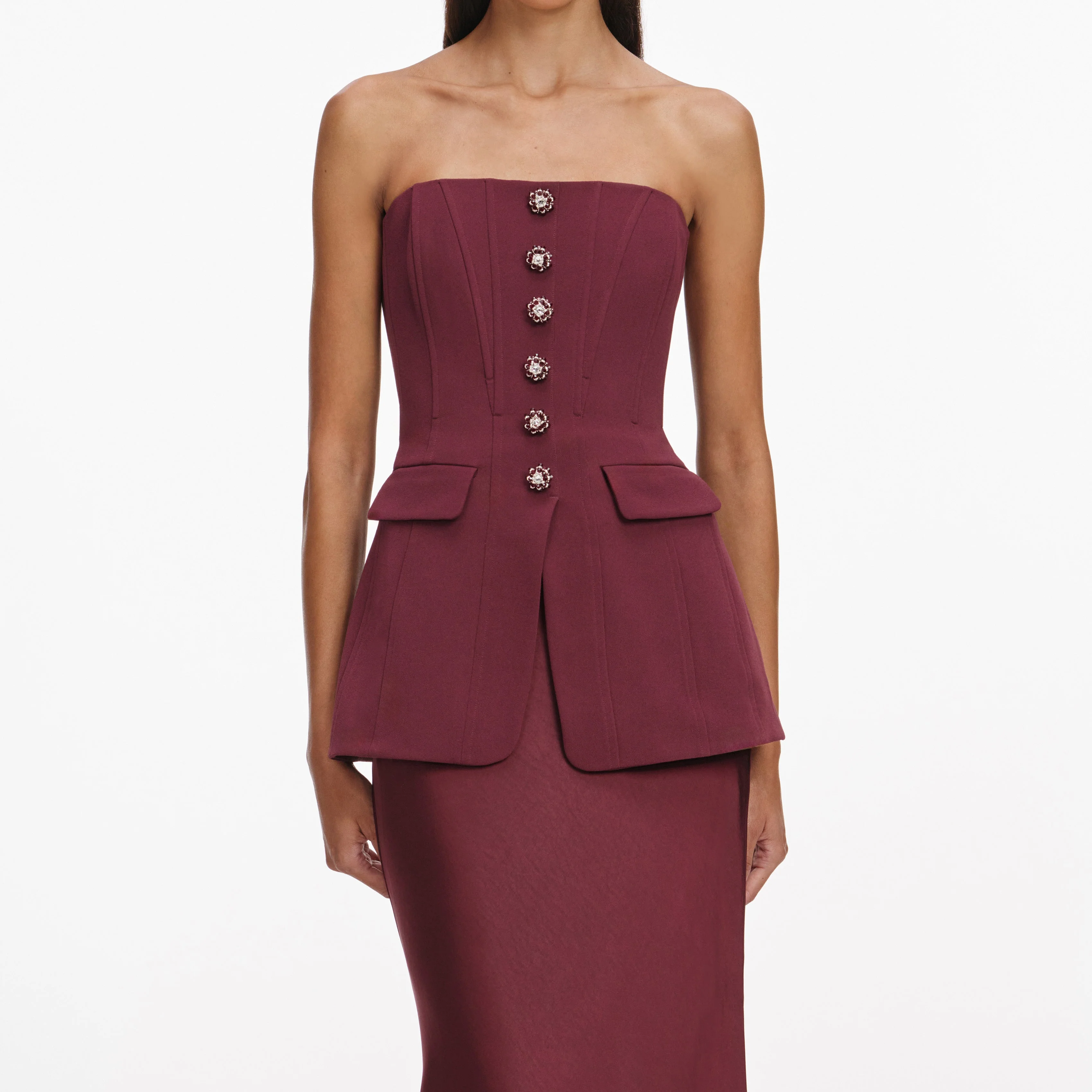 Burgundy Bandeau Maxi Dress - Image 4