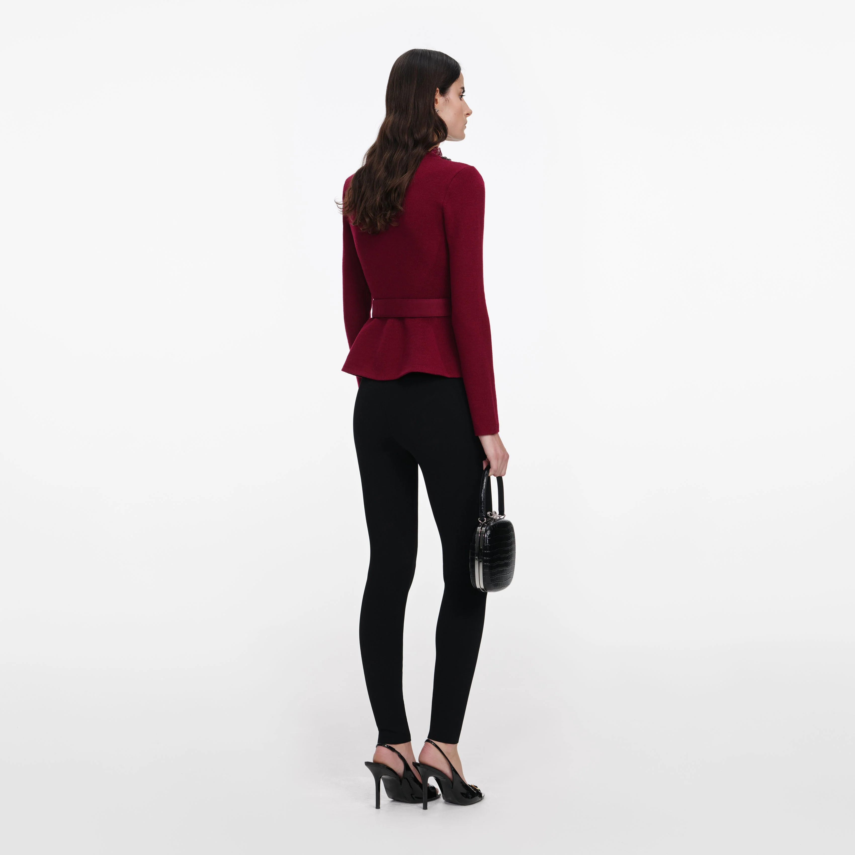 Burgundy Crystal Trim Cardigan - Image 3