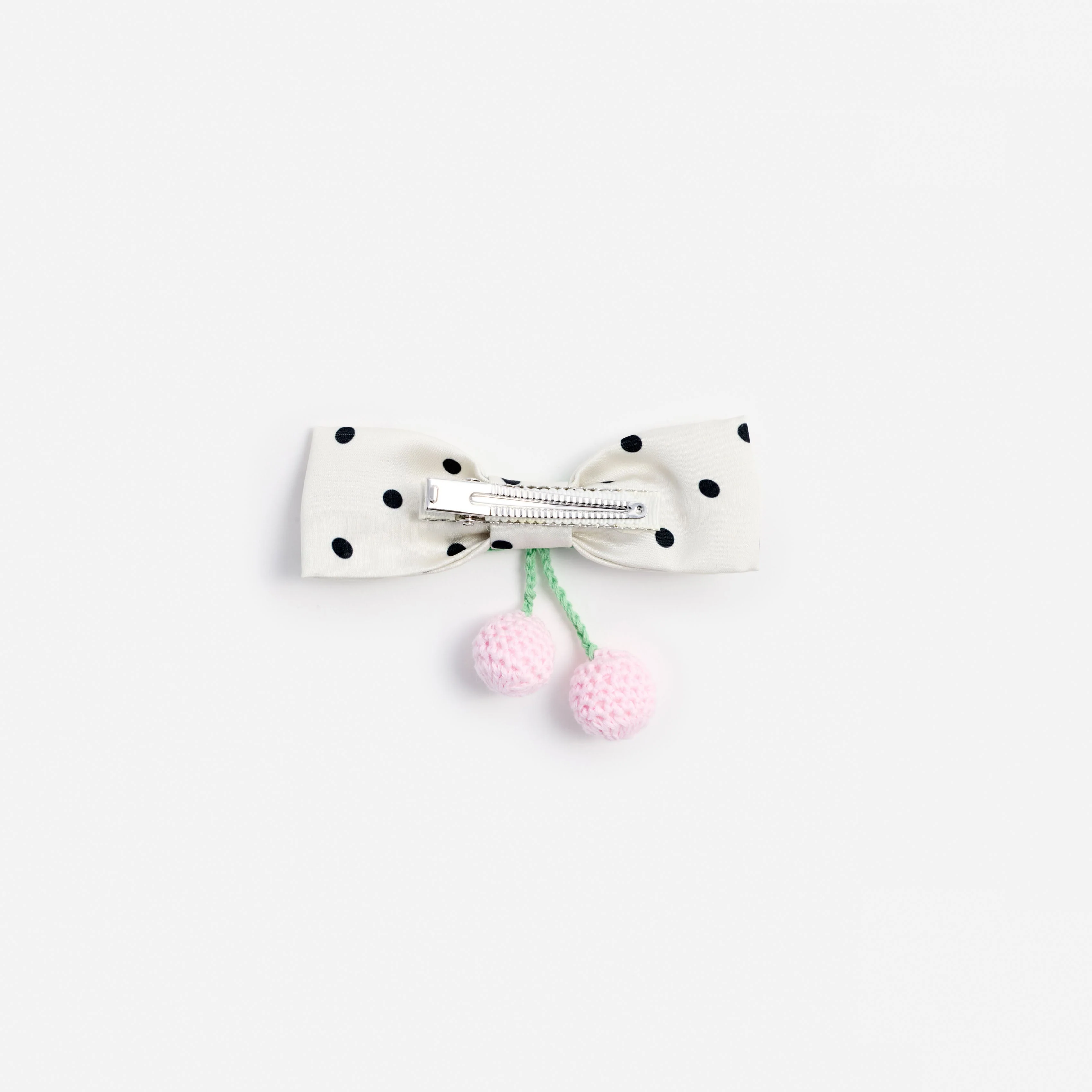 Cream Polka Dot Cherry Motif Hair Clip - Image 2