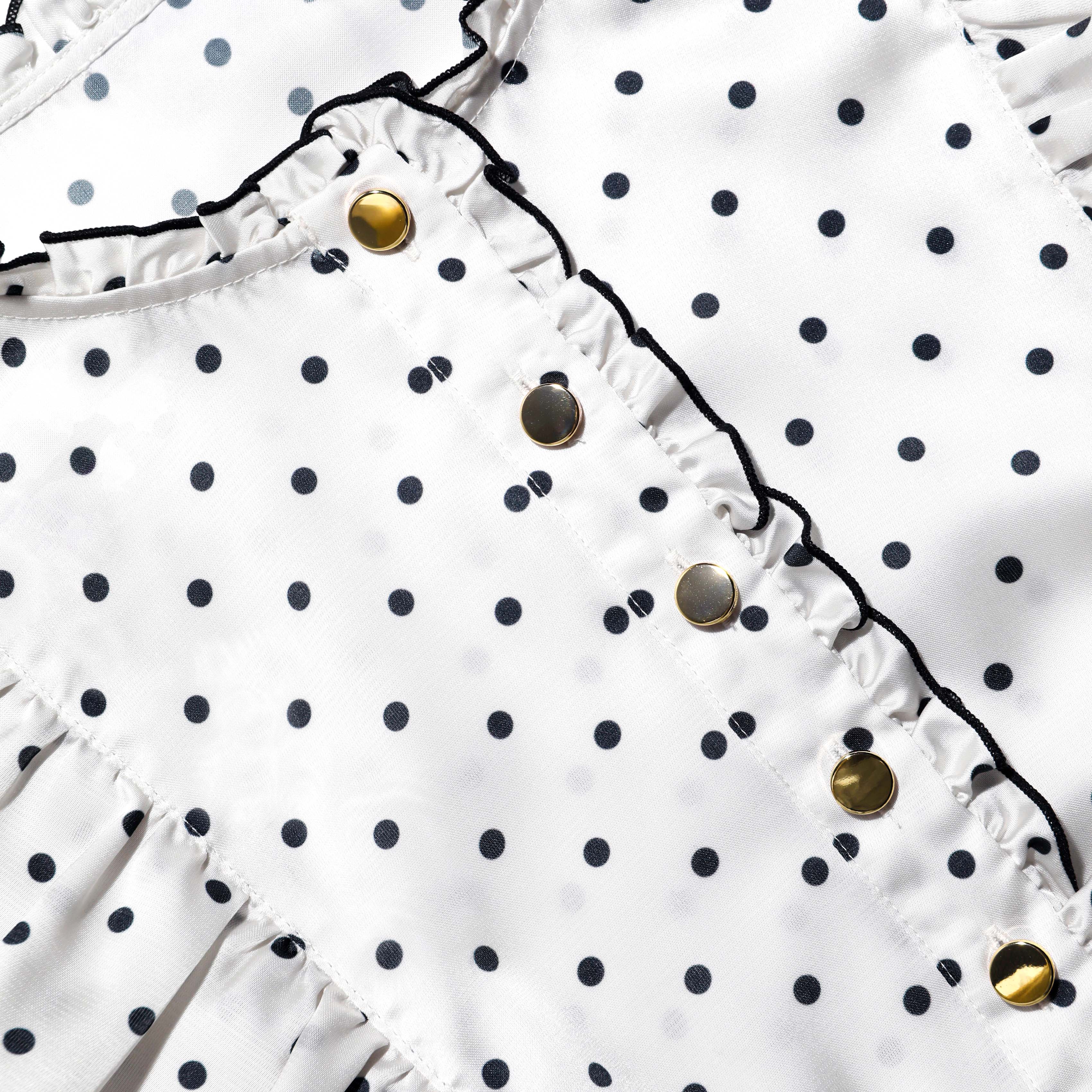 Cream Ramie Polka Dot Midi Dress - Image 5