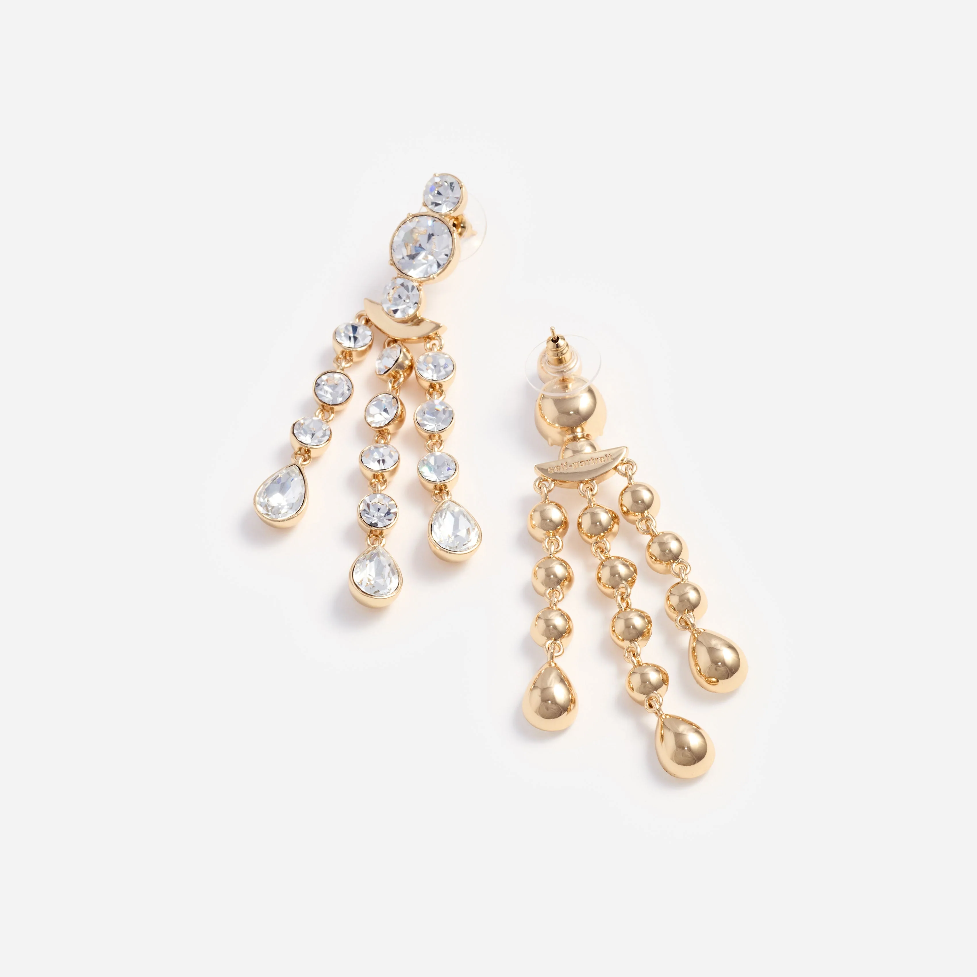 Gold Crystal Tiered Droplet Earrings - Image 3