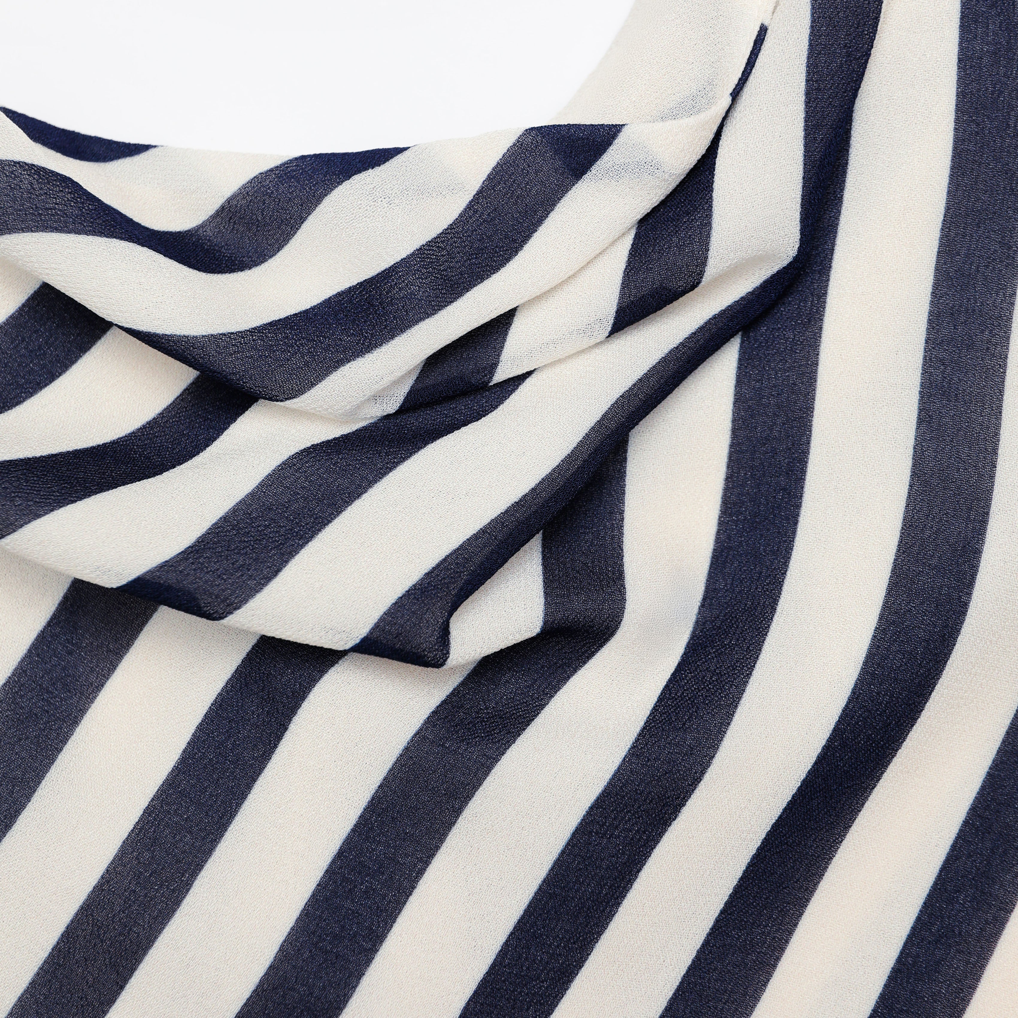 Navy Stripe Georgette Top - Image 5