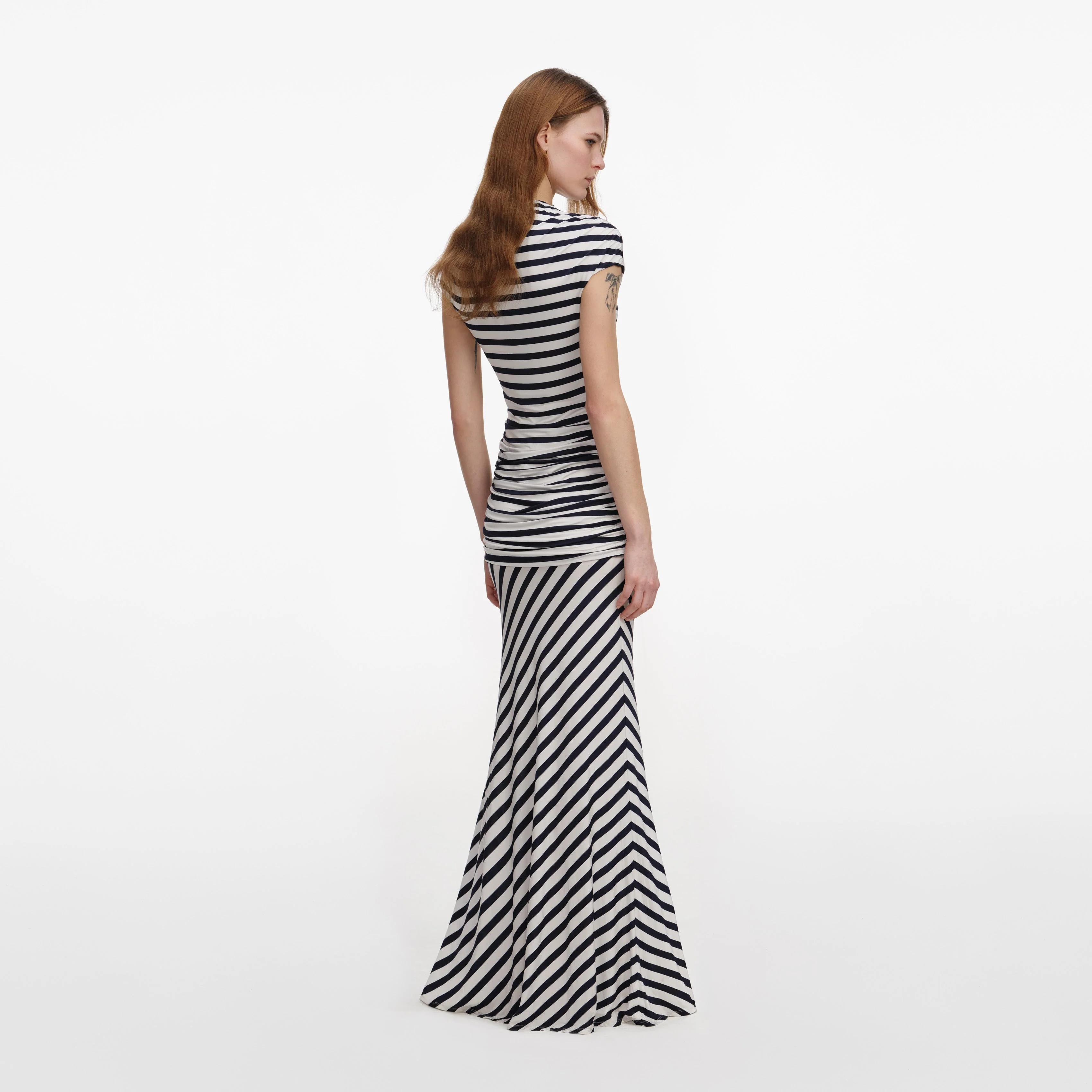 Navy Stripe Jersey Maxi Dress - Image 2