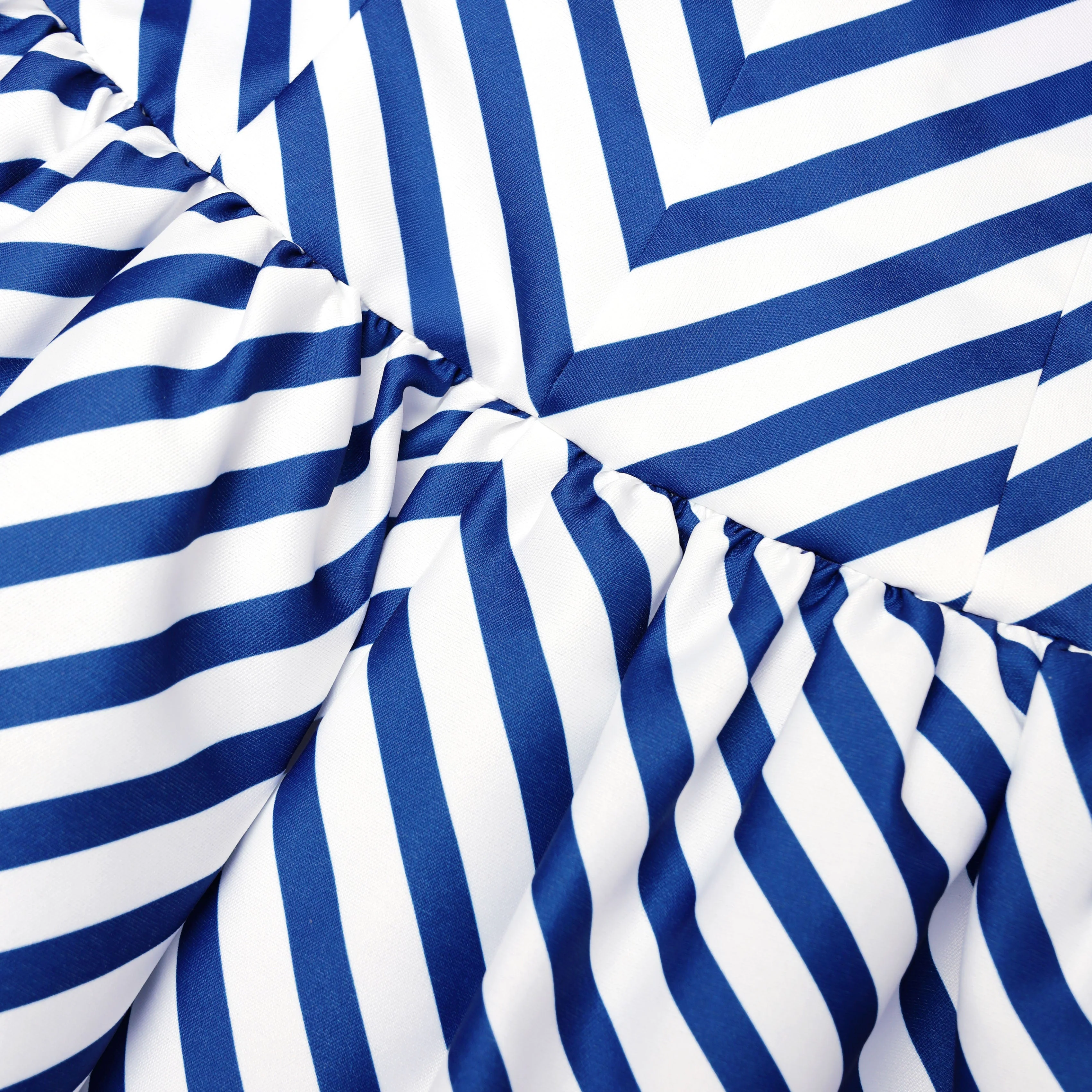 Navy Stripe Taffeta Midi Dress - Image 5