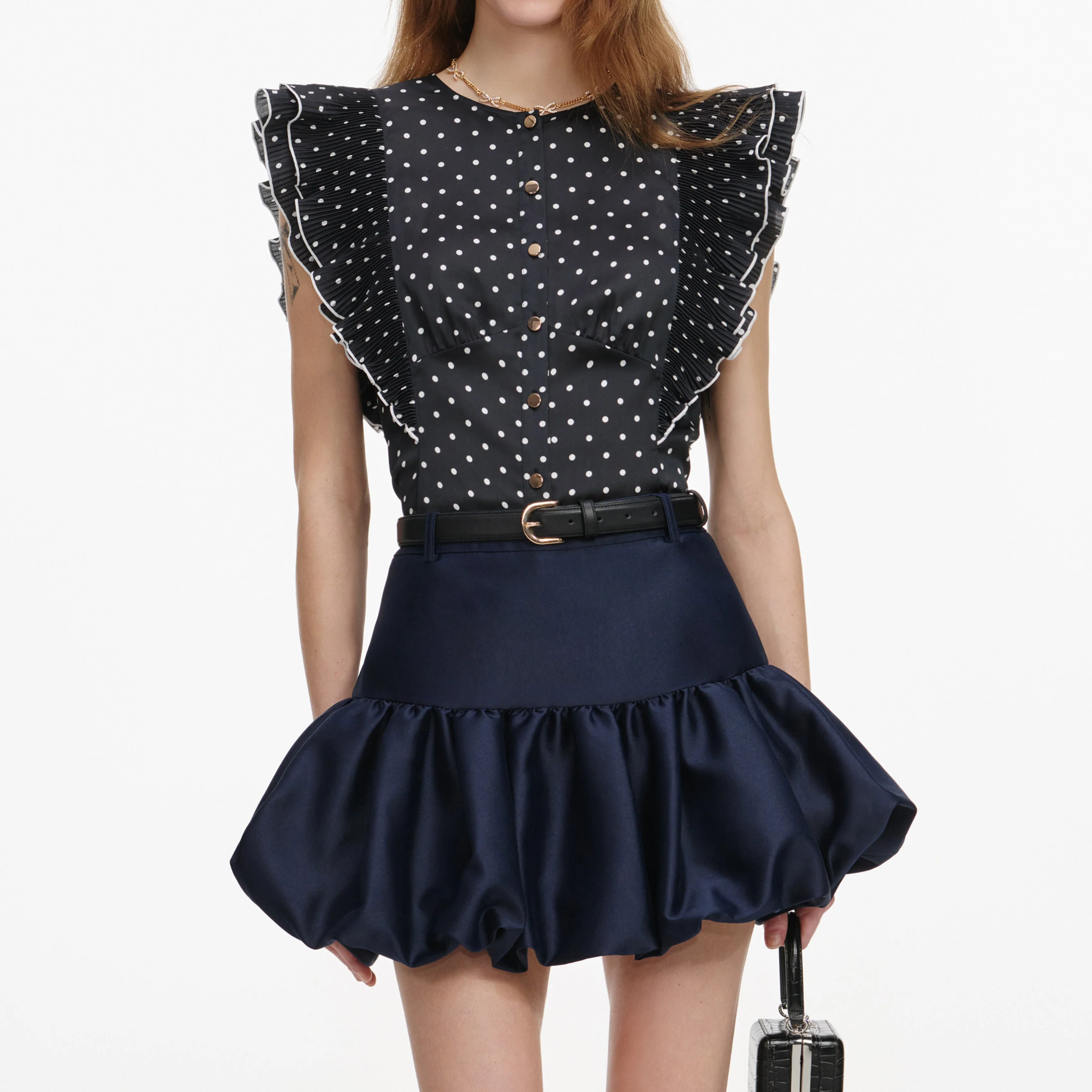 Navy Taffeta Skirt - Image 4