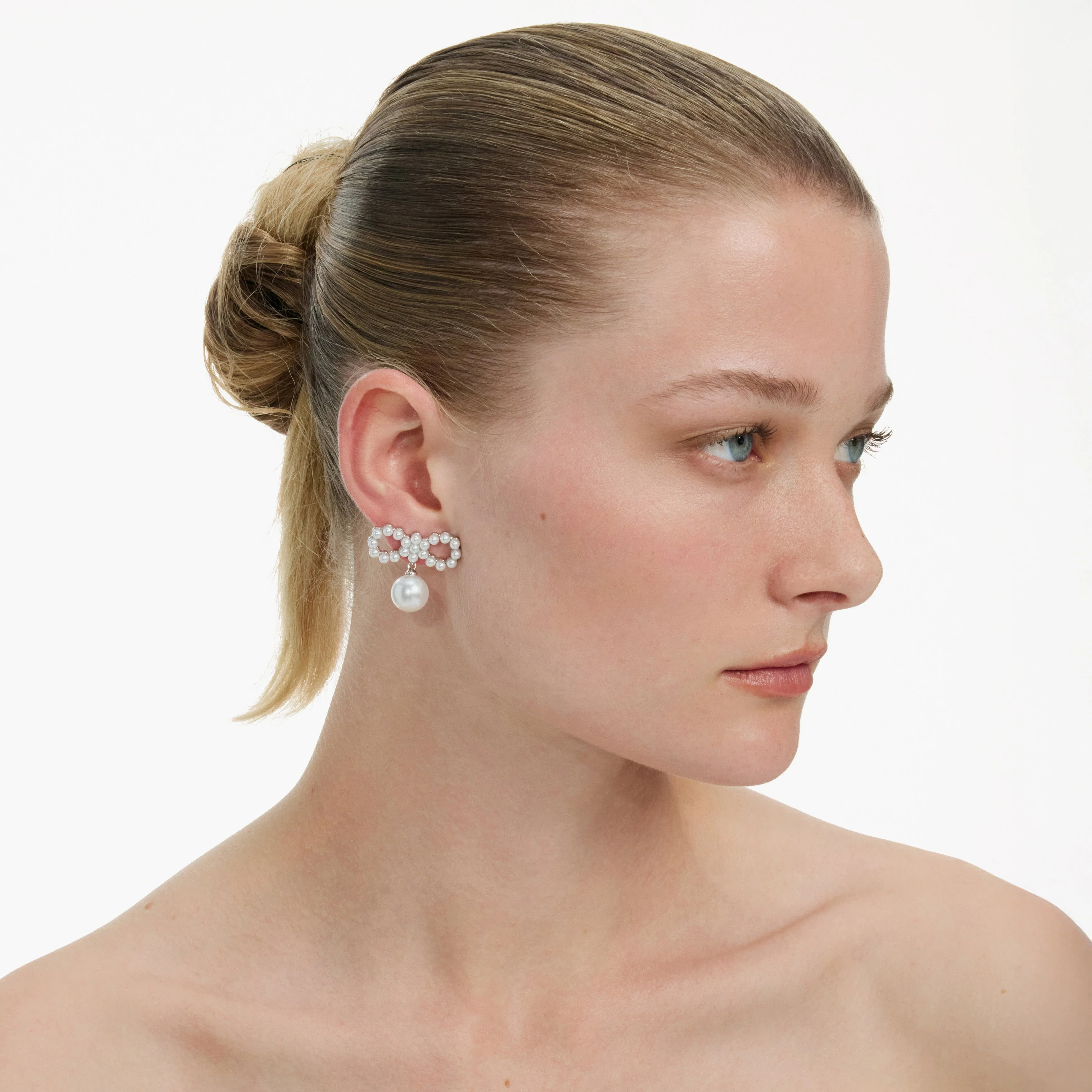 Pearl Bow Earrings - Image 2