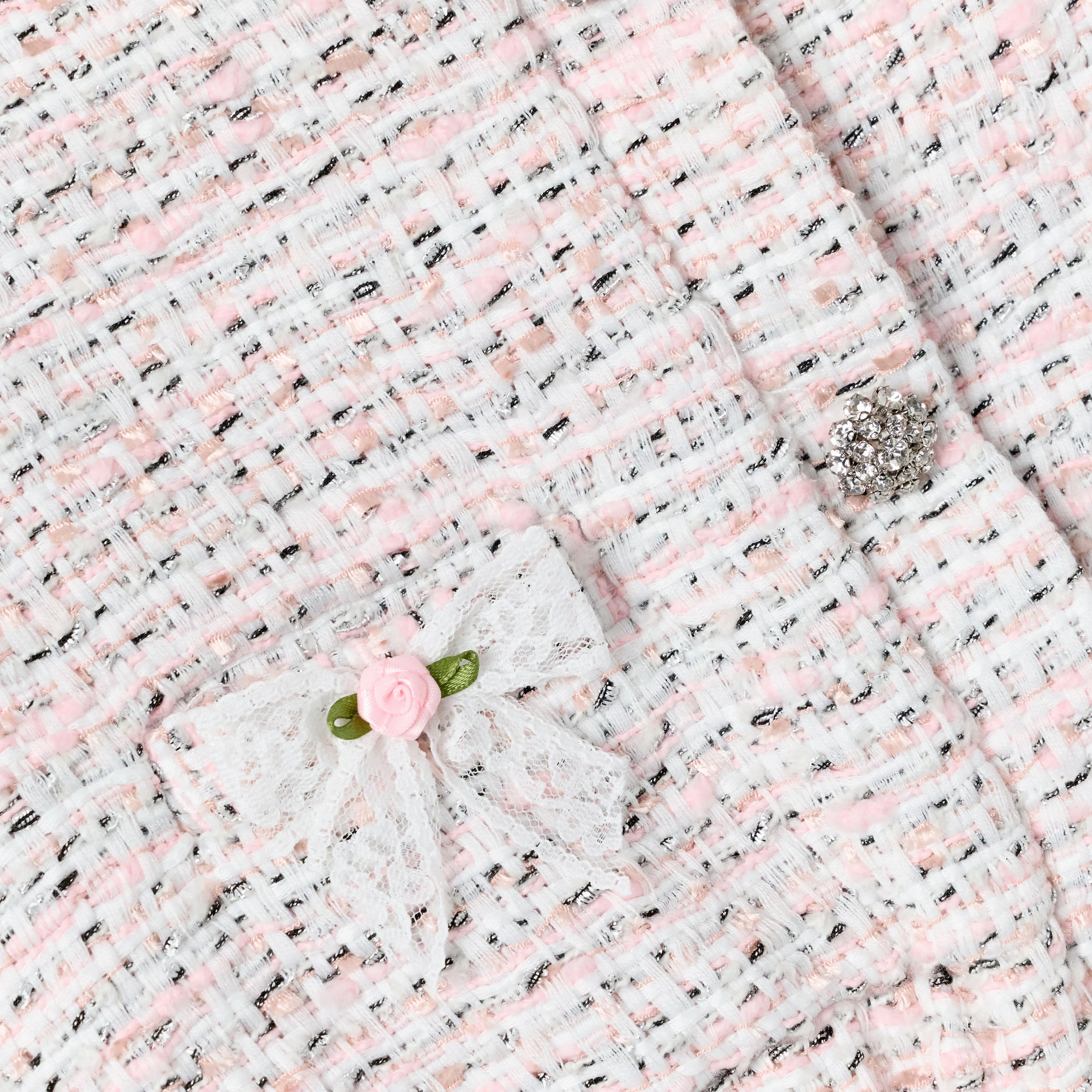 Pink Boucle Lace Bow Jacket - Image 4