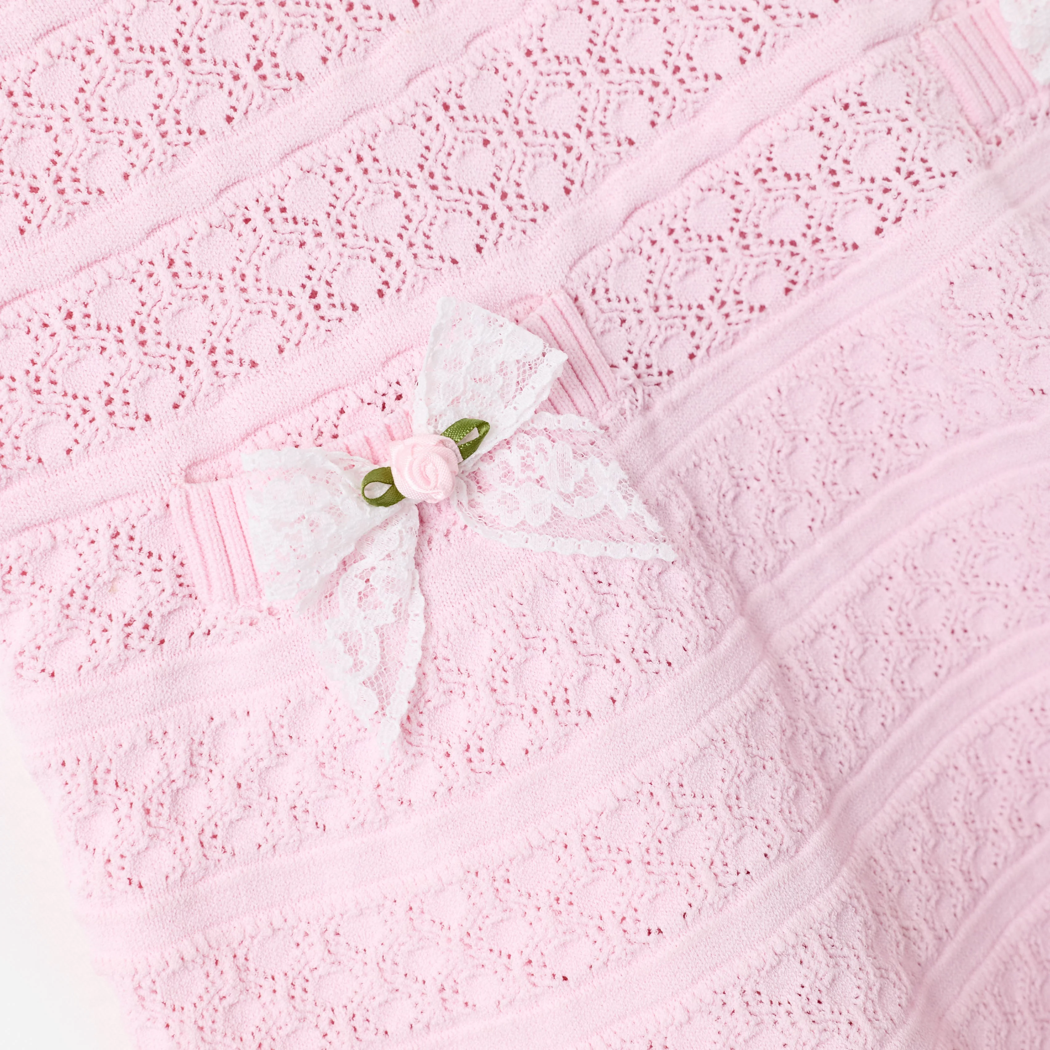 Pink Lace Bow Knit Dress - Image 4