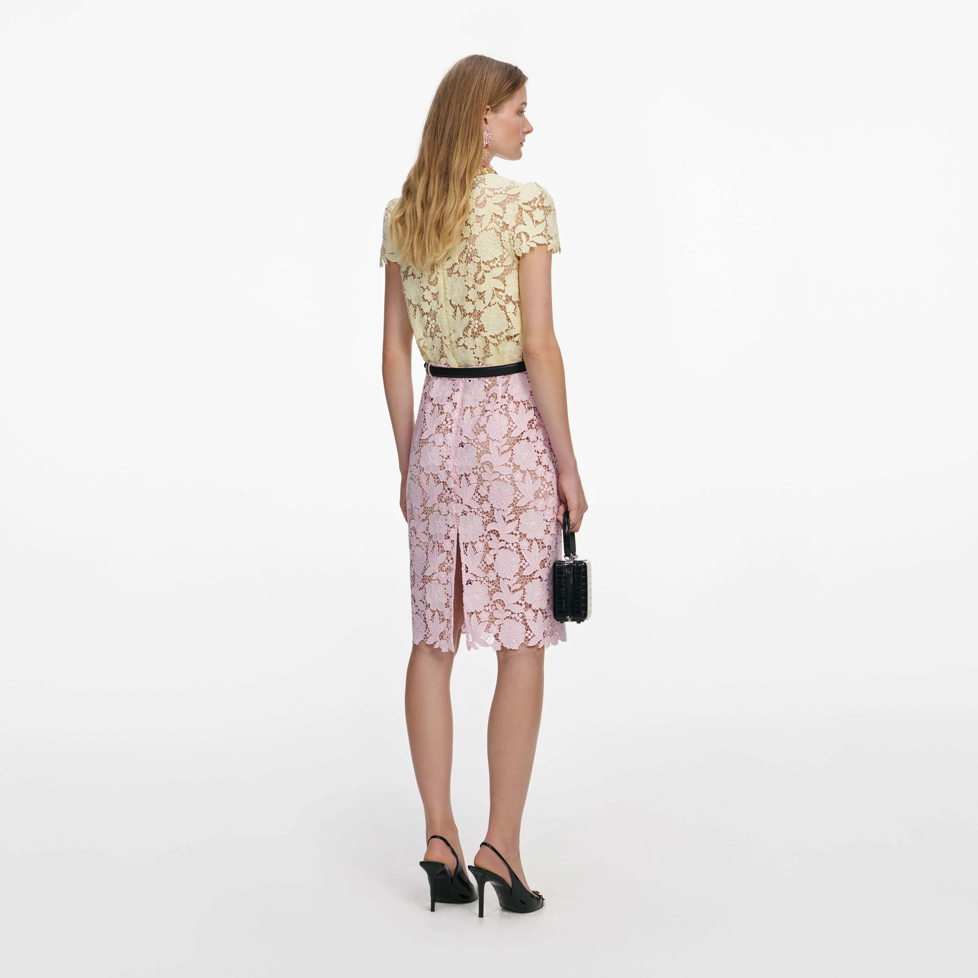 Pink Lace Midi Skirt - Image 3
