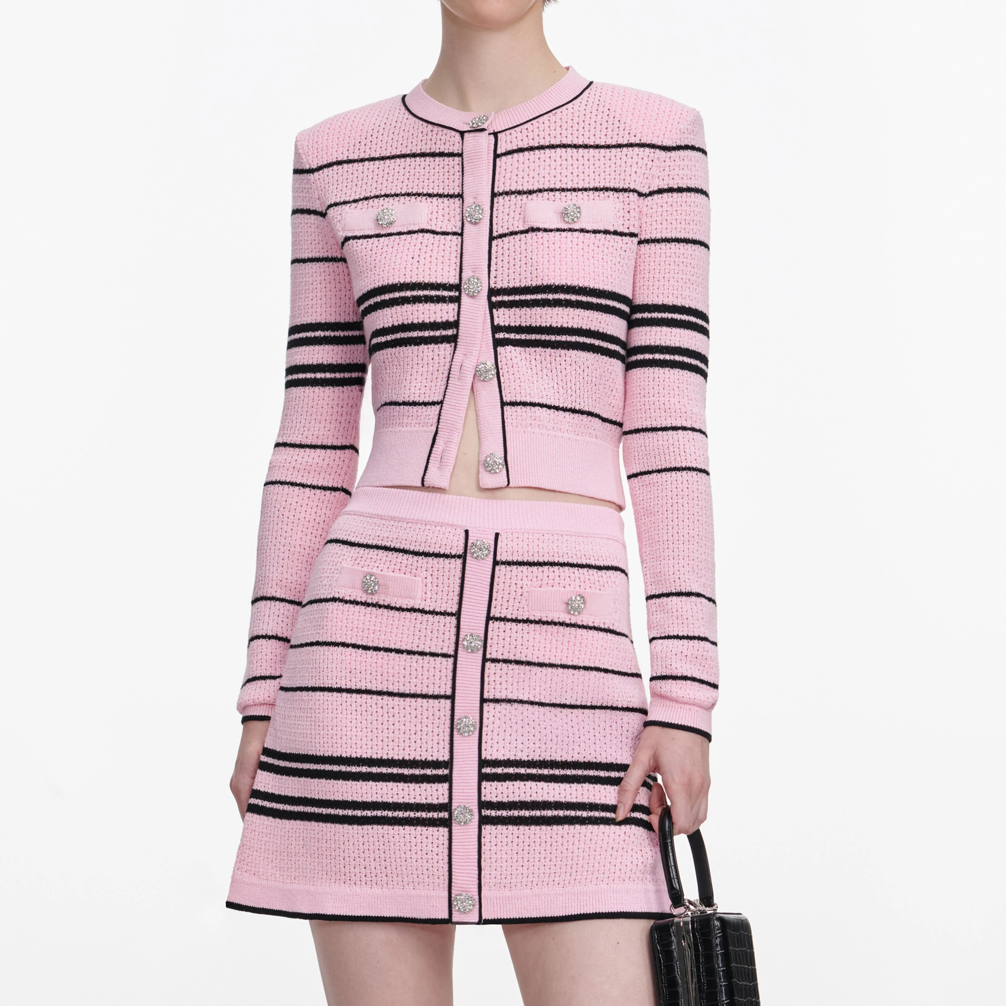 Pink Stripe Knit Mini Skirt - Image 4
