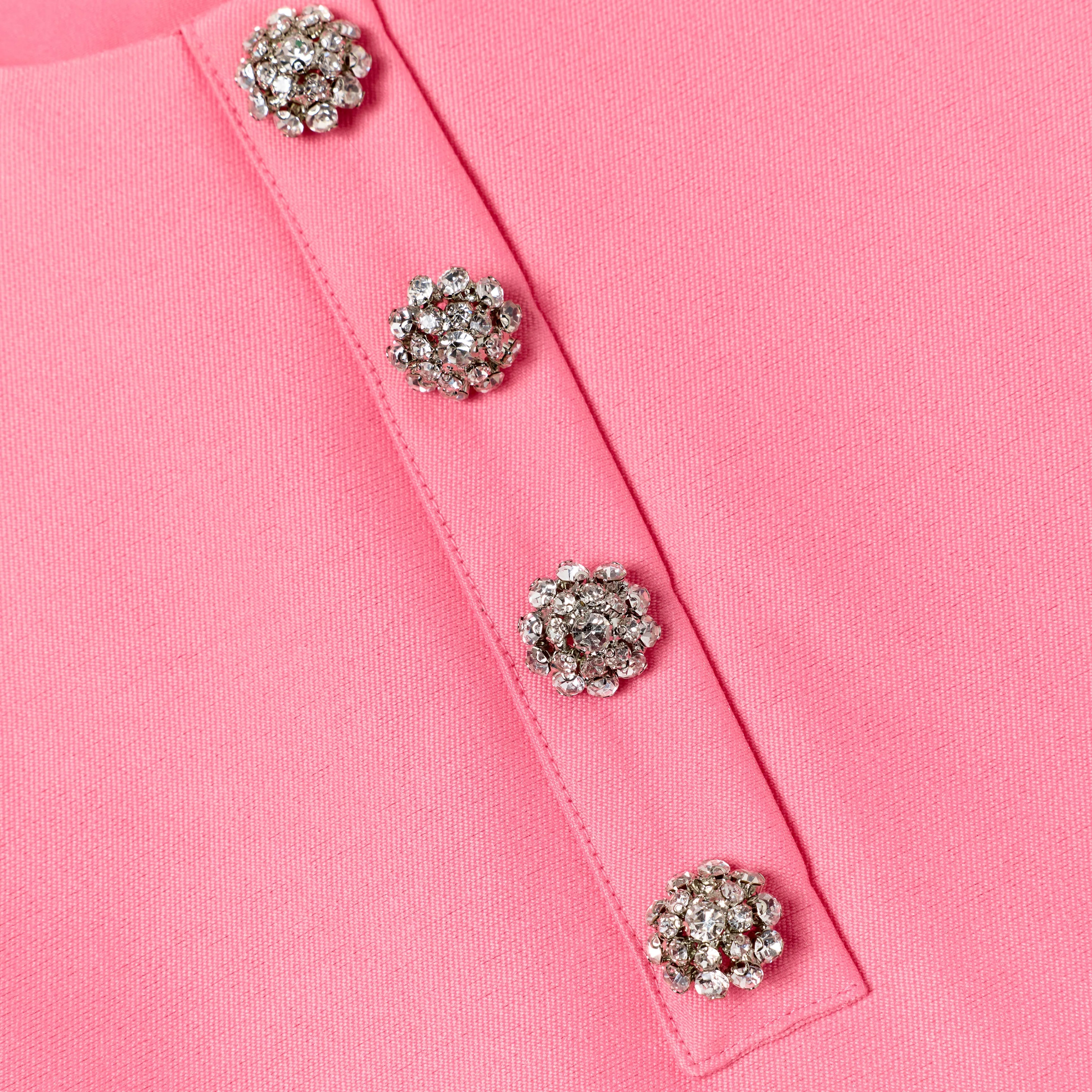 Pink Taffeta Crystal Embellished Dress - Image 4