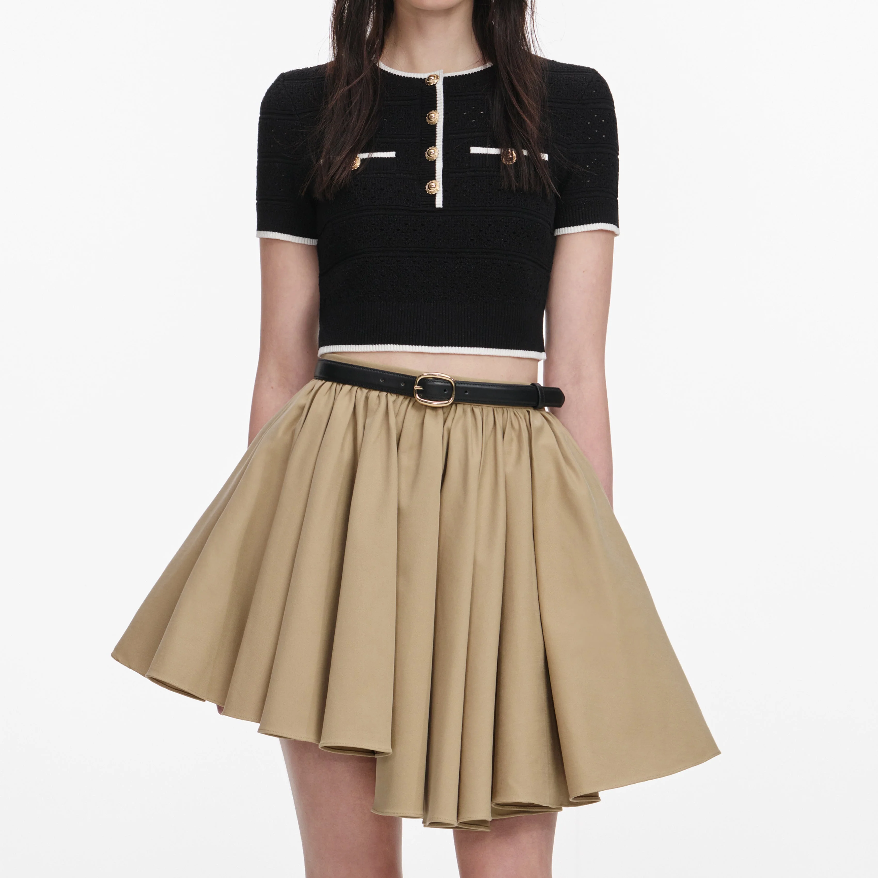 Tan Cotton Mini Skirt - Image 4