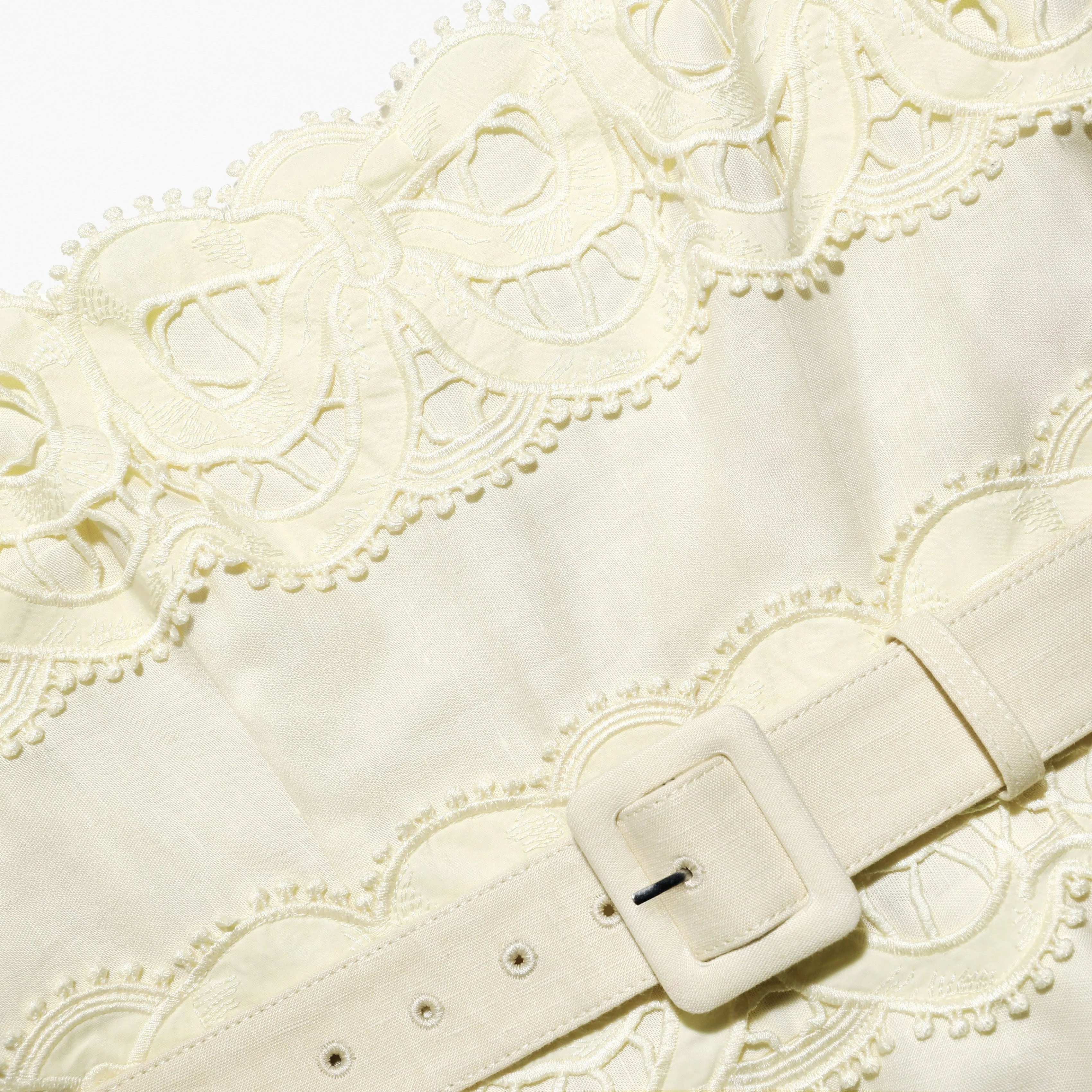 Yellow Linen Peplum Midi Dress - Image 5